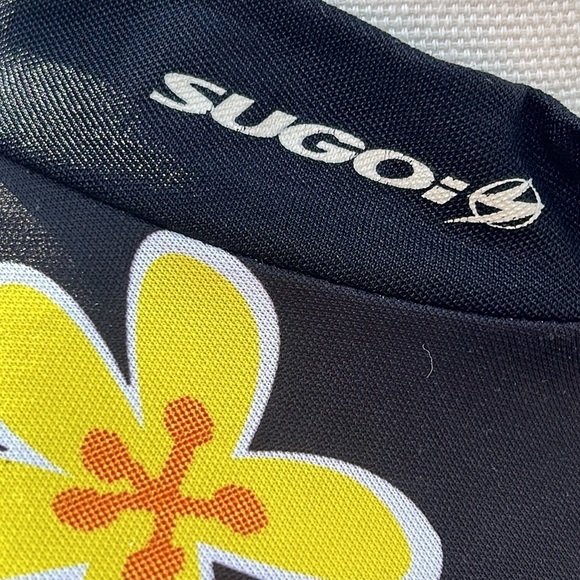 SUGOi Black & Yellow Floral Retro Bicycle Jersey Women’s Medium - Picture 8 of 10